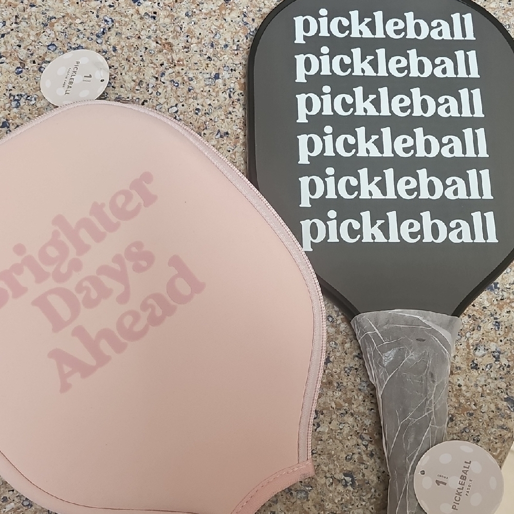 Pickleball Paddle with Pink 'Brighter Days Ahead' Cover NWT